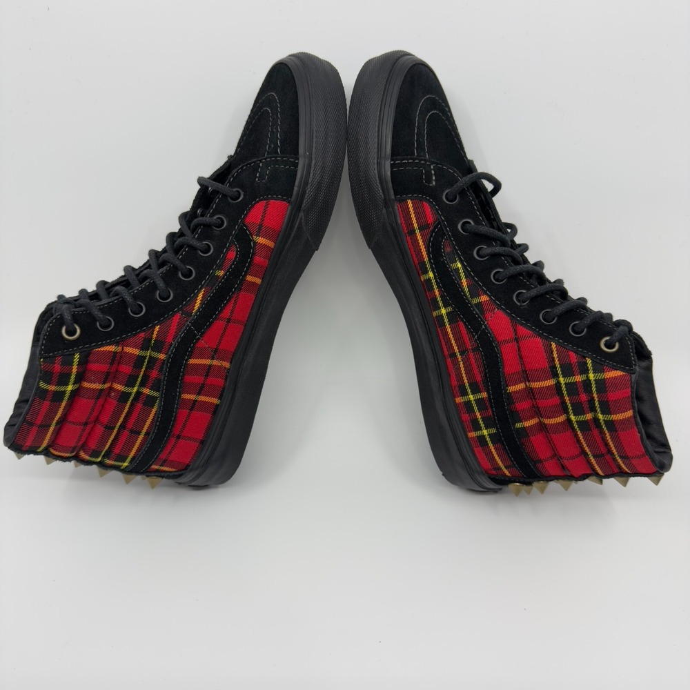 Vans Red and Black Plaid High-Top Sneakers - Picture 9 of 16